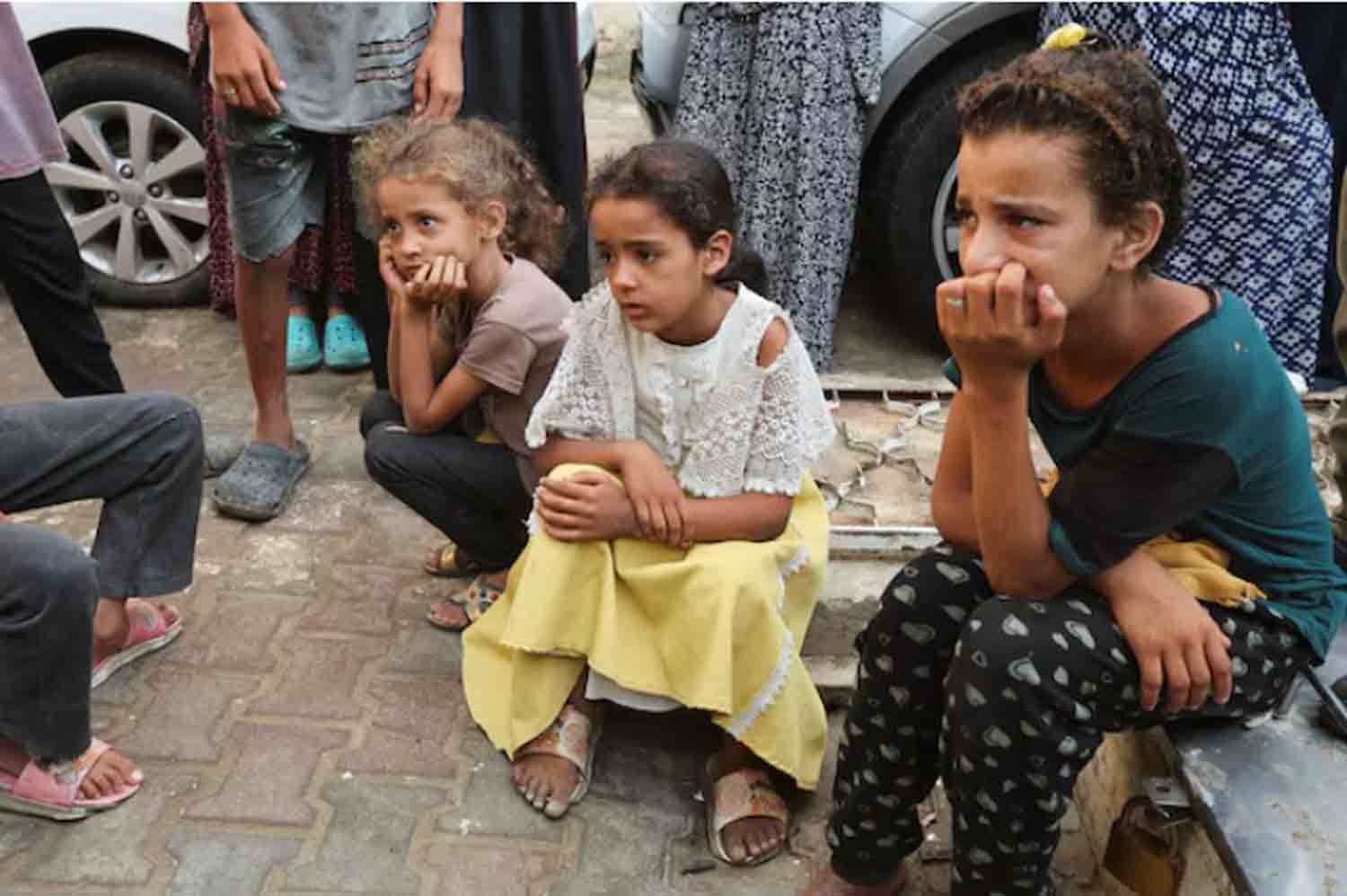 Children at tent camp for displaced people in Gaza