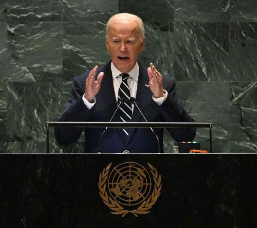 President Joe Biden speaks during the United Nations General Assembly