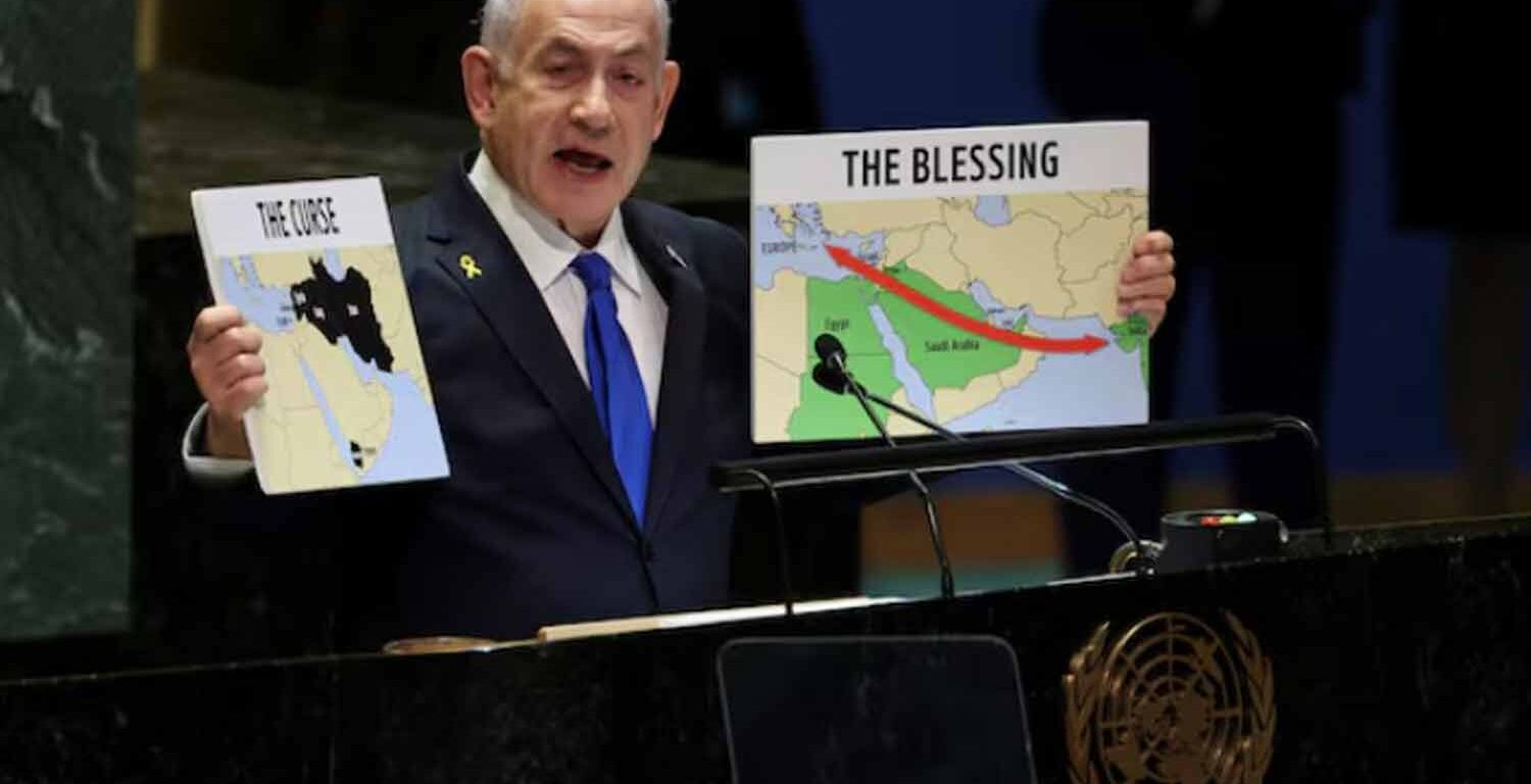 Israel's Prime Minister Benjamin Netanyahu addresses the 79th United Nations General Assembly at U.N. headquarters in New York