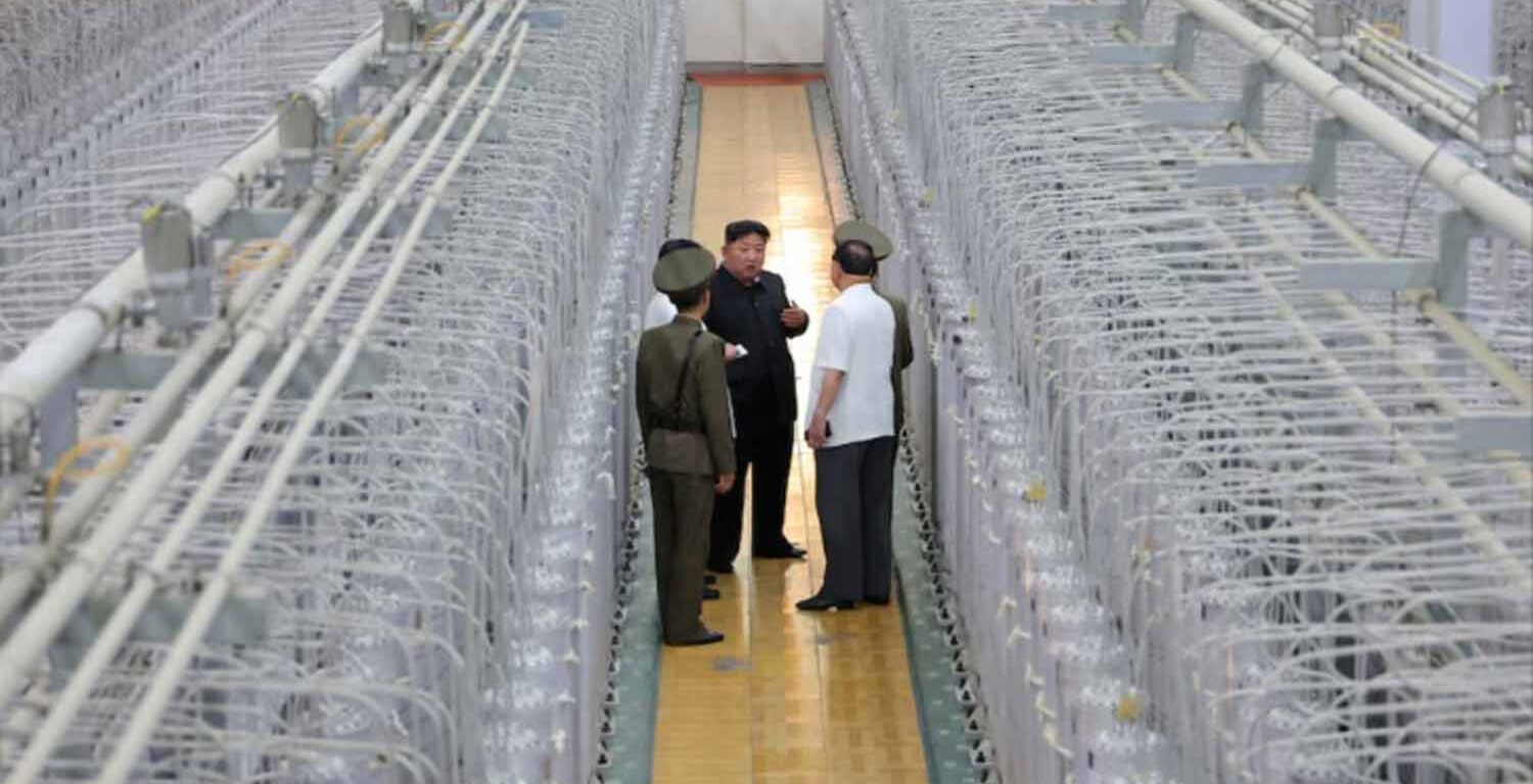 North Korean leader Kim Jong Un tours facilities during a visit to the Nuclear Weapons Institute and the production base of weapon grade nuclear materials.