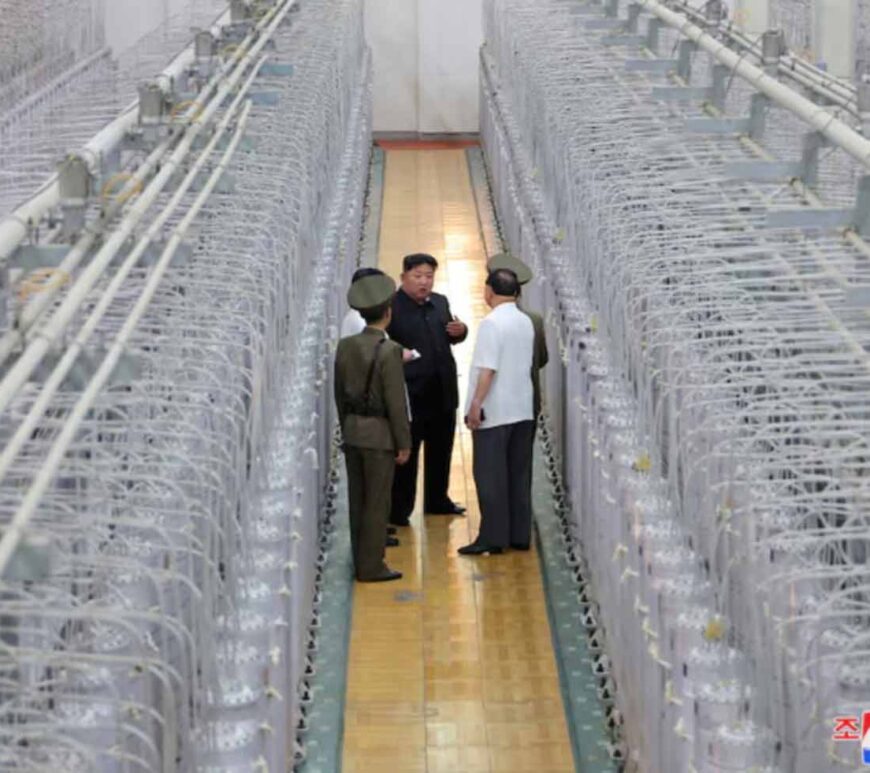 North Korean leader Kim Jong Un tours facilities during a visit to the Nuclear Weapons Institute and the production base of weapon grade nuclear materials.