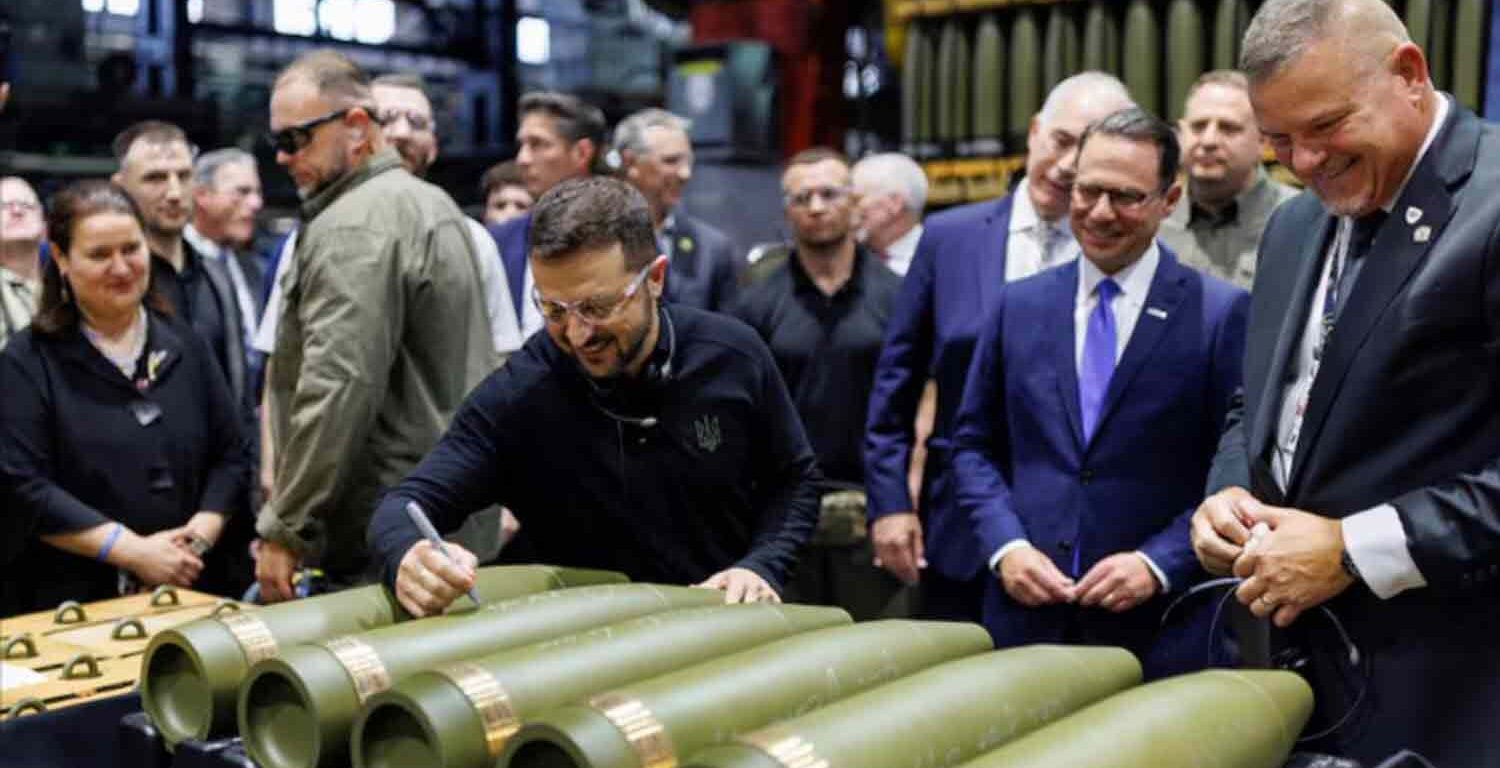 Ukraine's President Volodymyr Zelenskiy visits the Scranton Army Ammunition Plant in Scranton, Pennsylvania, U.S.