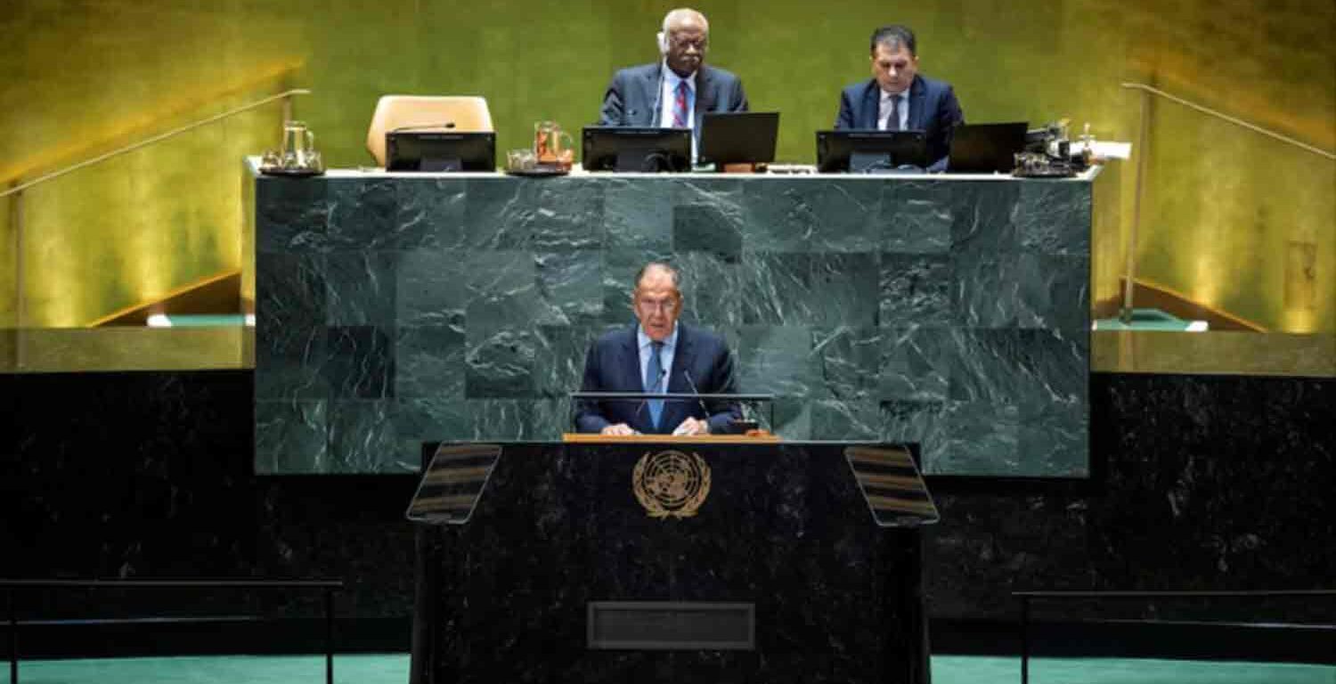 Russian Foreign Minister Sergei Lavrov addresses the 79th United Nations General Assembly at U.N. headquarters in New York