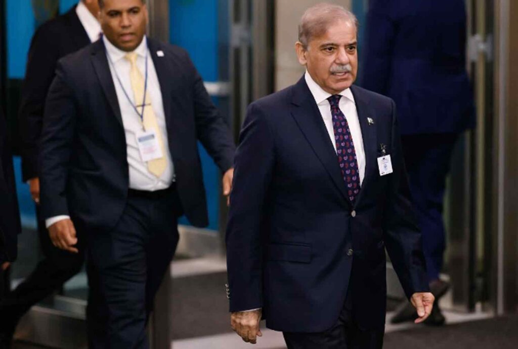 Pakistan's Prime Minister Shehbaz Sharif arrives for the United Nations General Assembly
