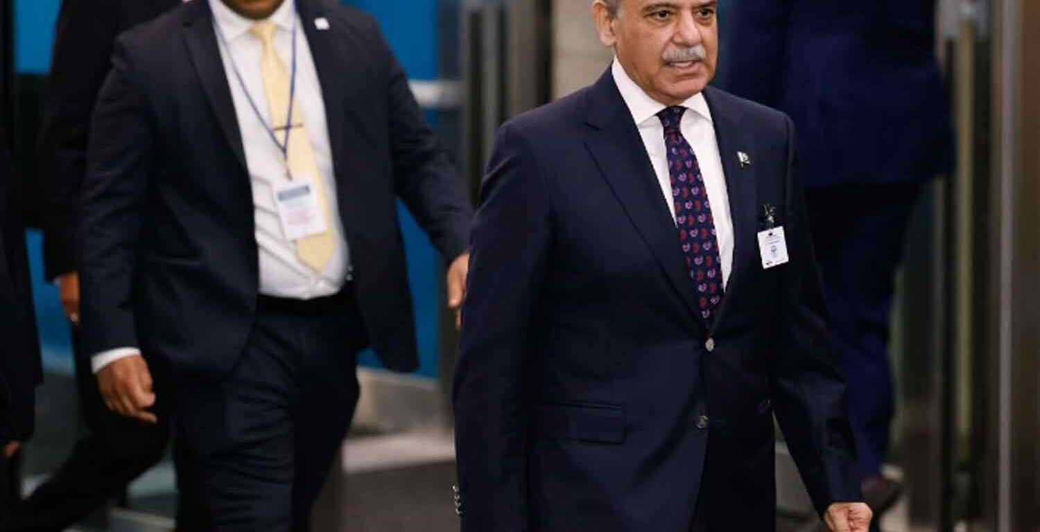 Pakistan's Prime Minister Shehbaz Sharif arrives for the United Nations General Assembly