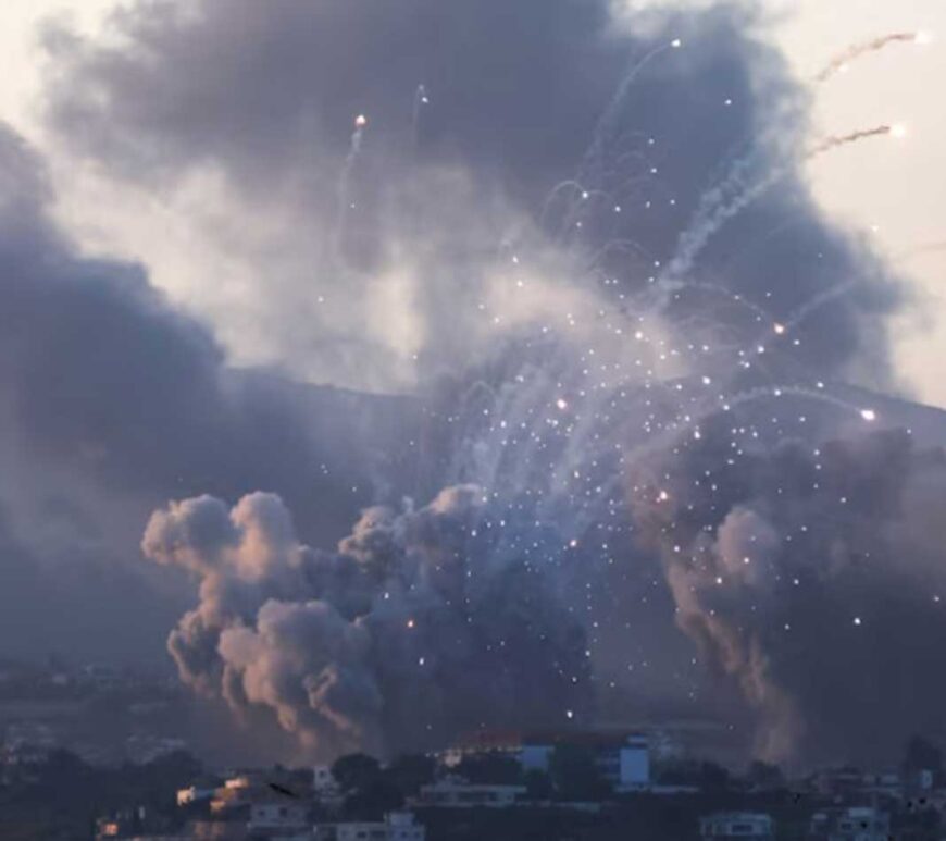 Smoke billows over southern Lebanon following Israeli strikes.