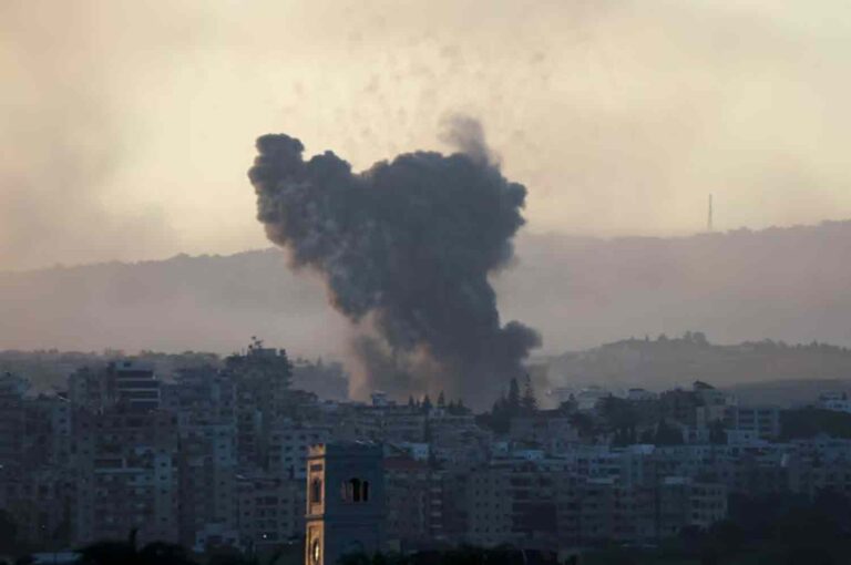 Smoke billows over southern Lebanon, amid ongoing cross-border hostilities between Hezbollah and Israeli forces