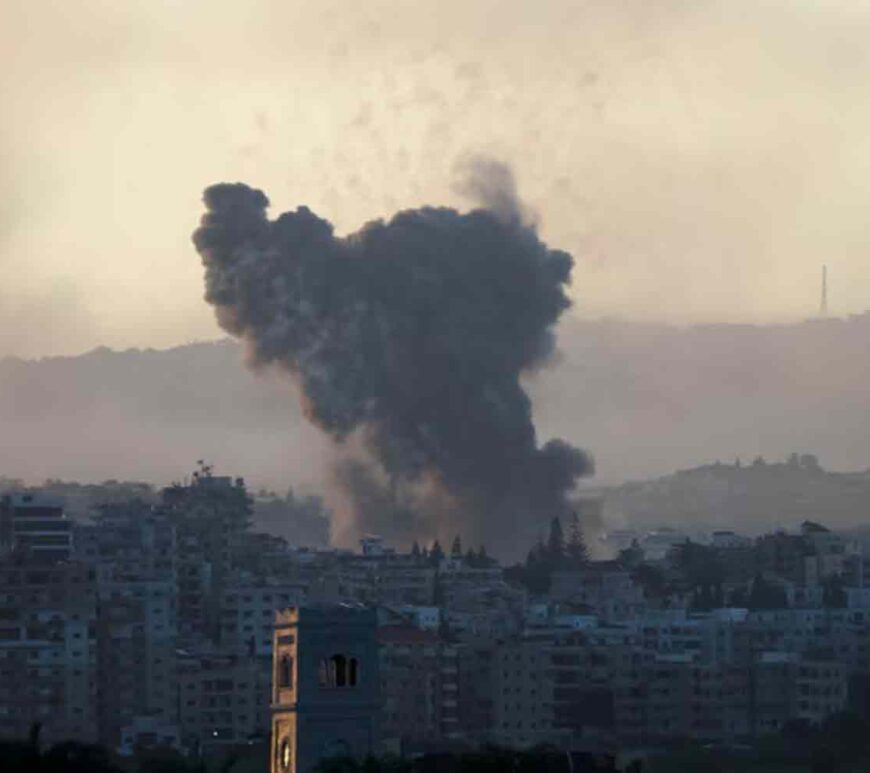 Smoke billows over southern Lebanon, amid ongoing cross-border hostilities between Hezbollah and Israeli forces