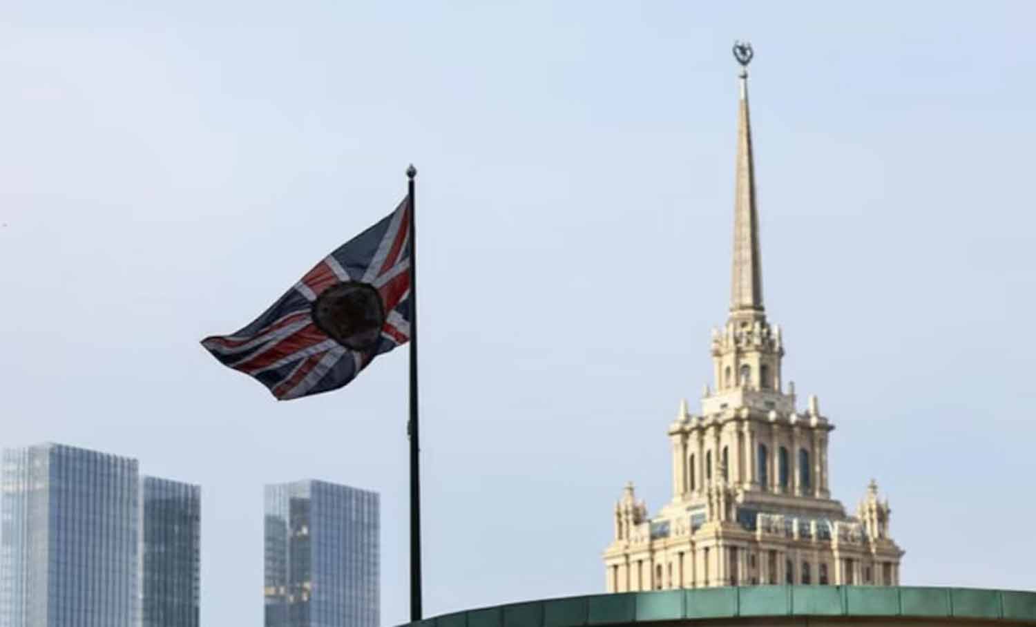 flag-flies-above-the-British-embassy-in-Moscow,-Russia