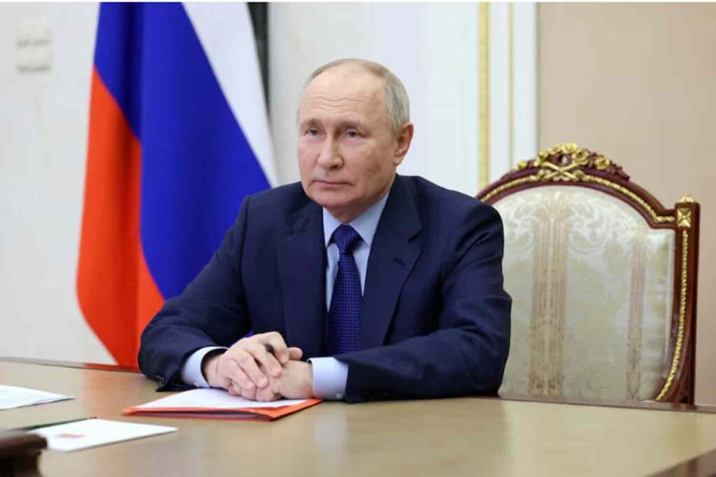 Russian President Vladimir Putin chairs a meeting