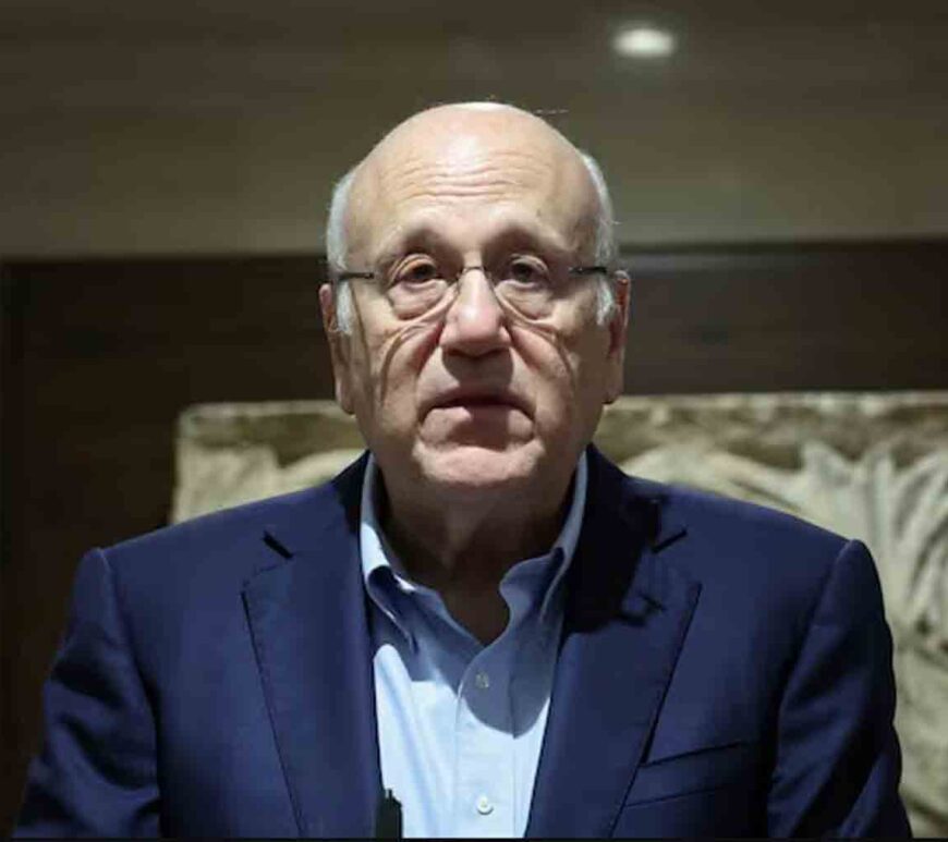 Lebanon's caretaker Prime Minister Najib Mikati speaks during a press conference in Beirut, Lebanon.