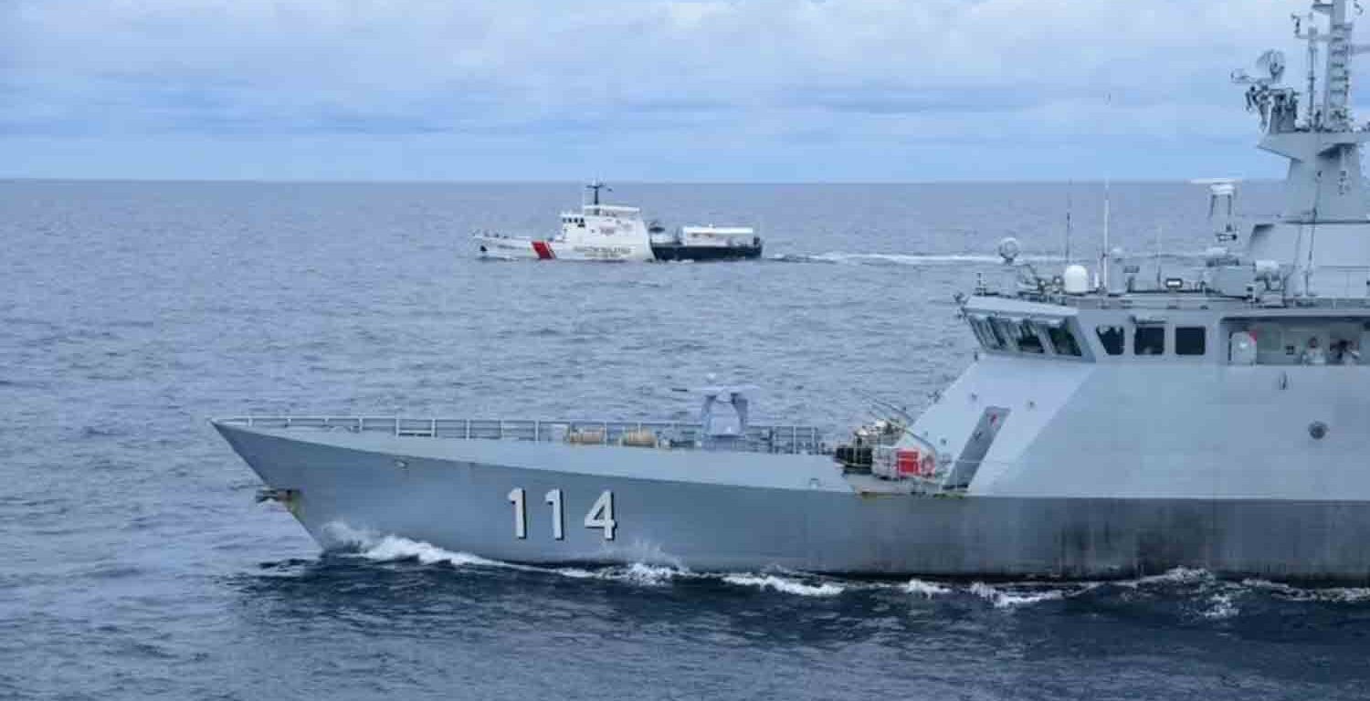 Royal Malaysian Navy littoral mission ship KD Rencong, from the HQ Eastern Fleet at Teluk Sepanggar naval base that oversees the waters off Sabah and Sarawak, taking part in a maritime exercise on security in the South China Sea.