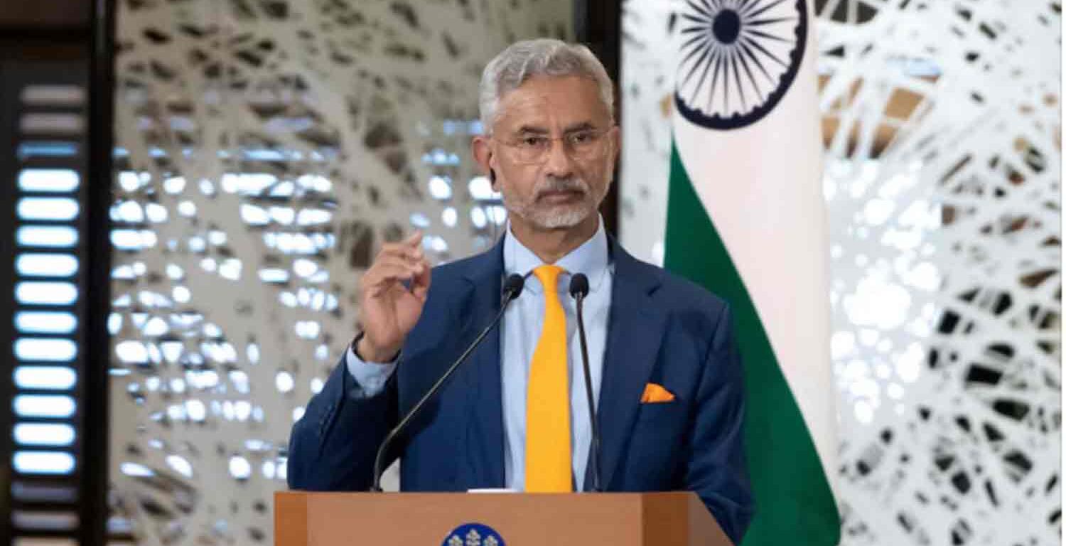 India's External Affairs Minister Subrahmanyam Jaishankar speaks during a press conference.