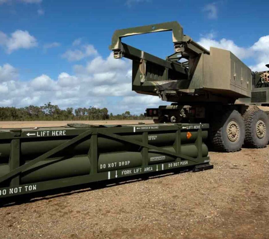 A US-made Army Tactical Missile System (ATACMS) is pictured in Queensland, Australia.