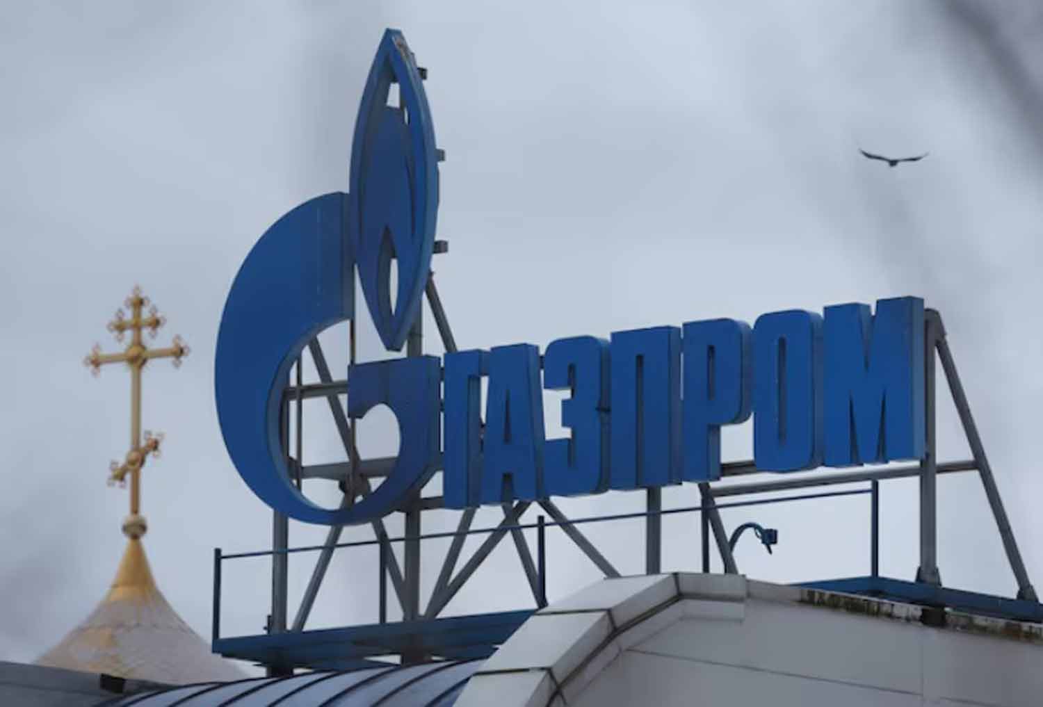 Gazprom-logo A view shows the Gazprom logo installed on the roof of building in Saint Petersburg, Russia.