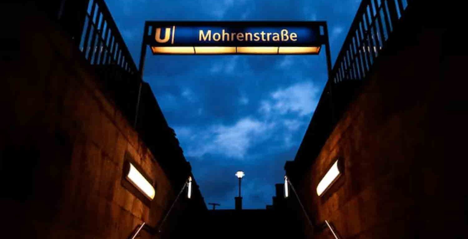 A sign for Mohrenstrasse subway station is seen in central Berlin, Germany.