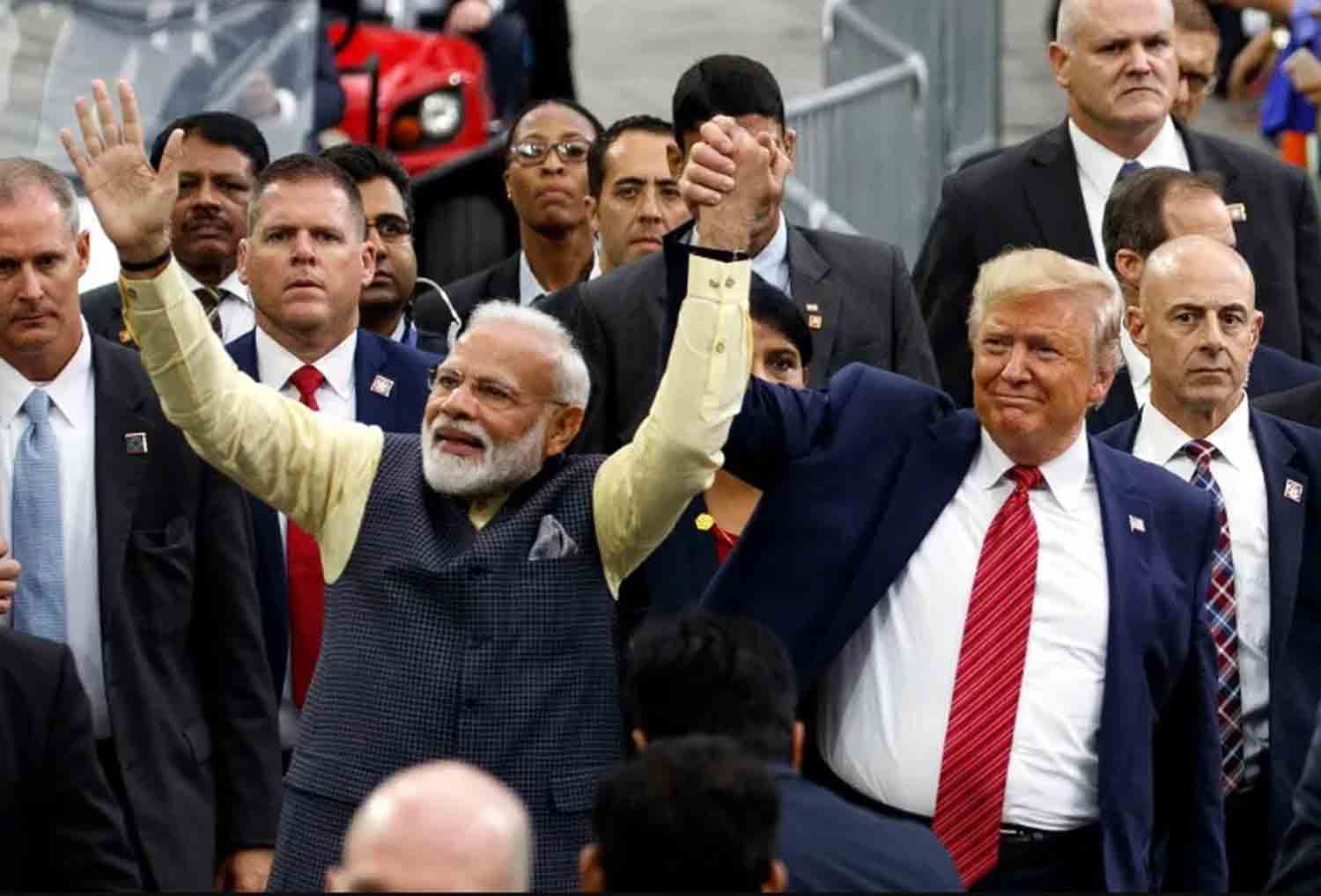 trump-and-modi Then-President Donald Trump and Indian Prime Minister Narendra Modi at a joint event on Sunday, September 22, 2019, in Houston, Texas.