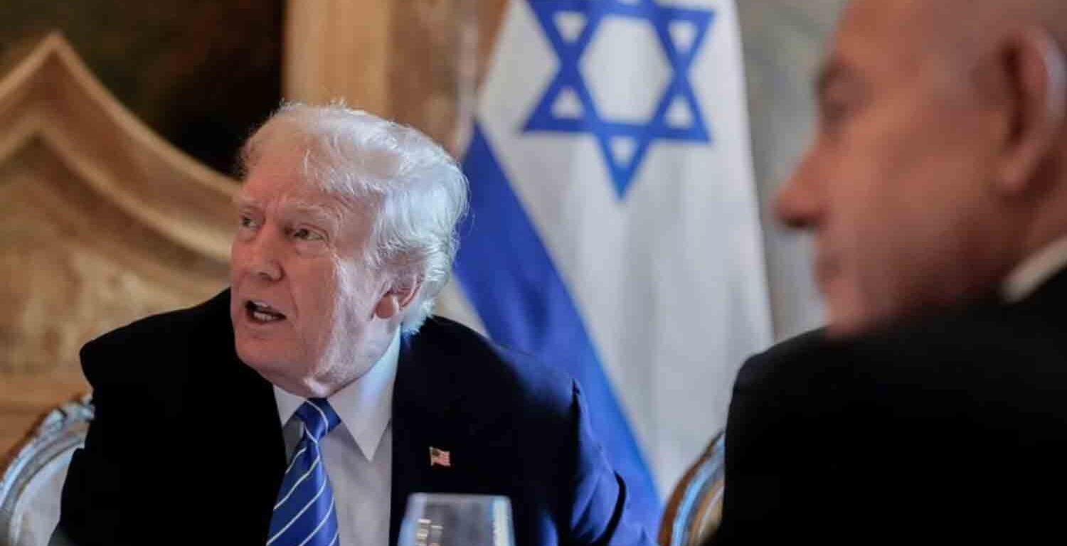 Trump meets with Israeli Prime Minister Benjamin Netanyahu at his Mar-a-Lago estate.