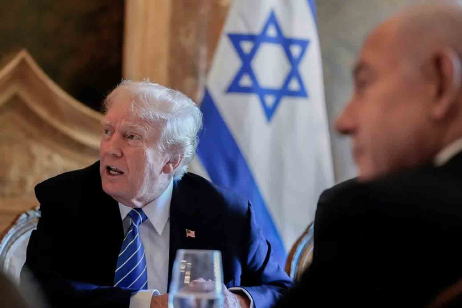Trump meets with Israeli Prime Minister Benjamin Netanyahu at his Mar-a-Lago estate.
