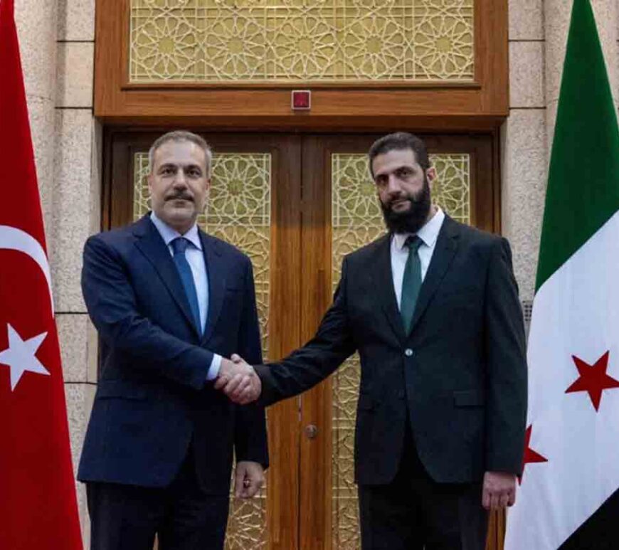 Turkey's Foreign Minister Hakan Fidan meets with Syria's de facto leader Ahmed al-Sharaa in Damascus, Syria.