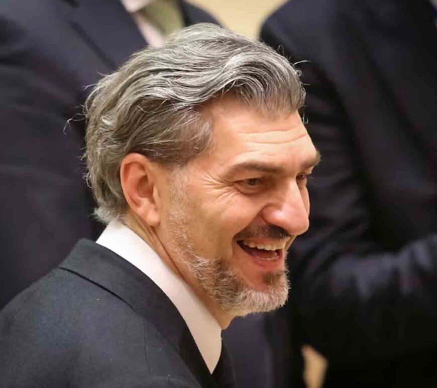 Mikheil Kavelashvili reacts after he was elected the country's new president in the parliament, in Tbilisi, Georgia December 14, 2024.