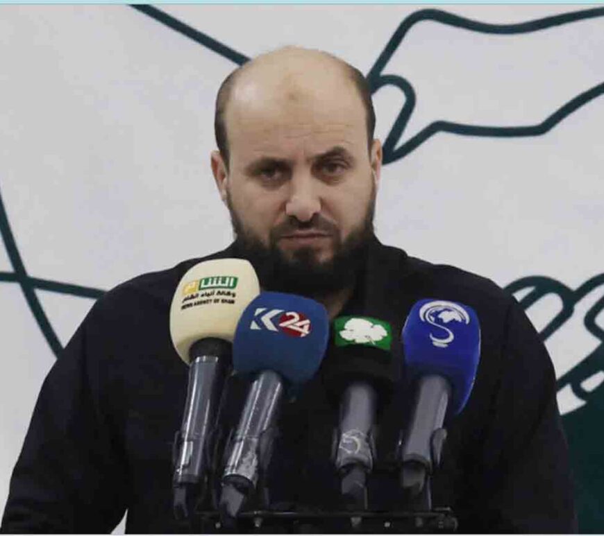 Head of Hay'at Tahrir al-Sham's 'Salvation Government' in northwest Syria Mohammed al-Bashir, holds a press conference in Idlib