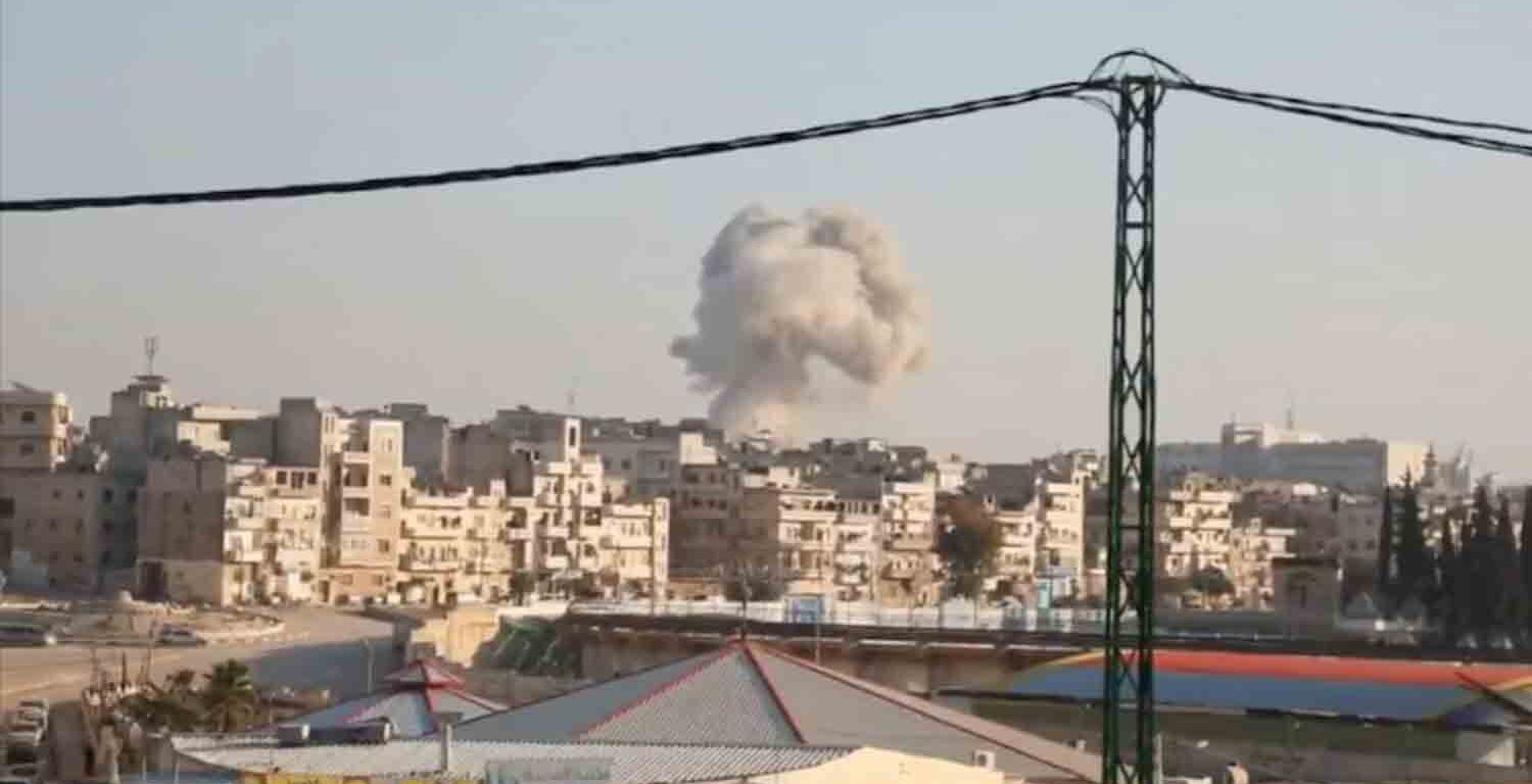 Smoke billows in the aftermath of what the White Helmets say is a strike, in Idlib, Syria.