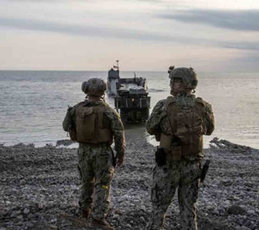 US marines take part in an amphibious landing exercise