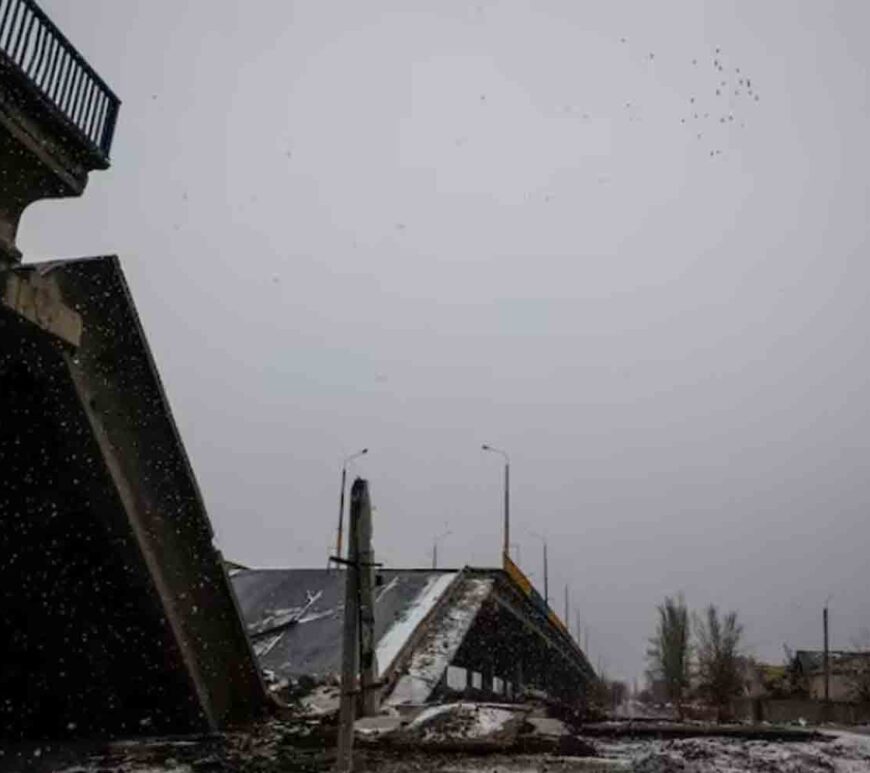 A view shows a destroyed bridge in the town of Pokrovsk, amid Russia's attack on Ukraine, near a front line in Donetsk region, Ukraine.