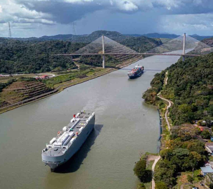 Aerial view of the Panama Canal in the area of Pedro Miguel locks, in Panama City.