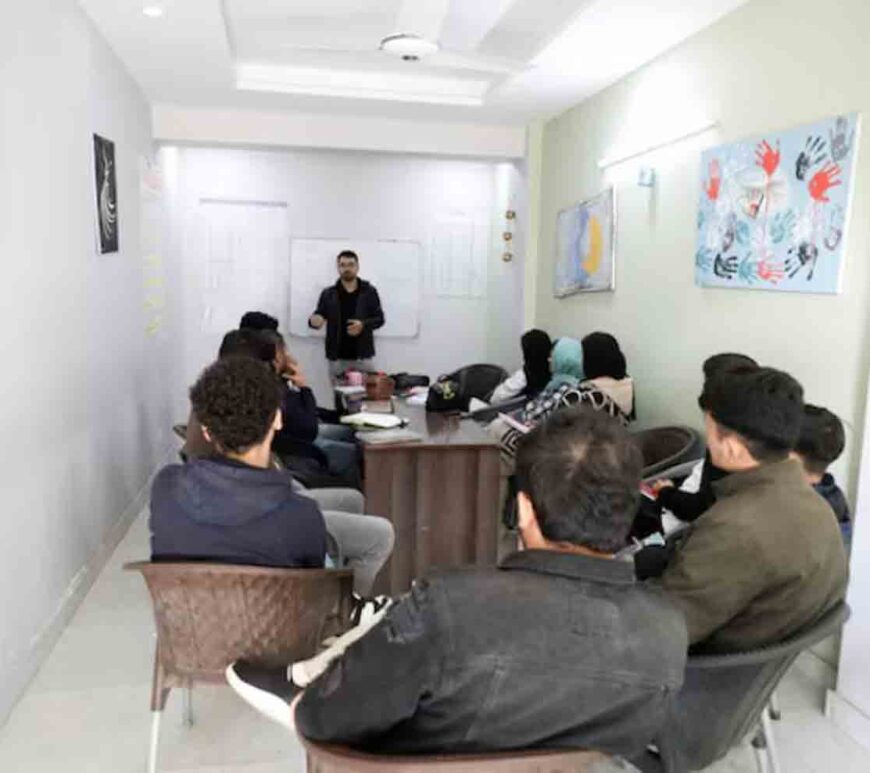 Afghan citizens attend English class near Islamabad, Pakistan.