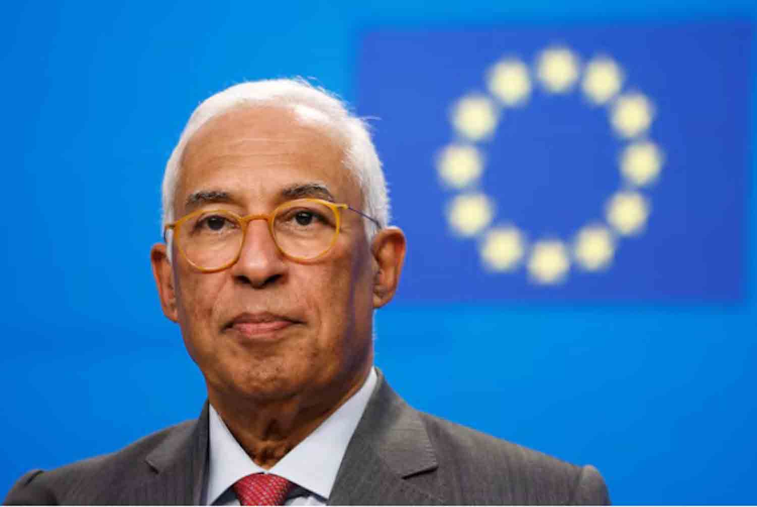 European Council President Antonio Costa attends a press conference.