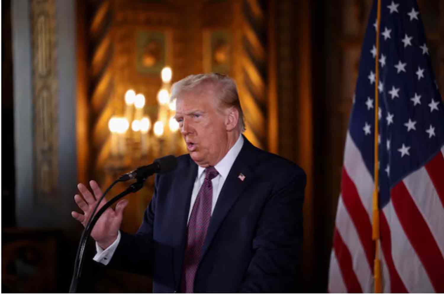 Donald-Trump-makes-remarks-at-Mar-a-Lago-in-Palm-Beach,-Florida Donald Trump makes remarks at Mar-a-Lago in Palm Beach, Florida.