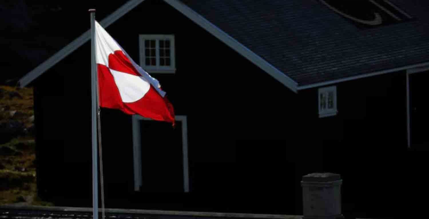 The Greenland Flag is pictured in Nuuk, Greenland.