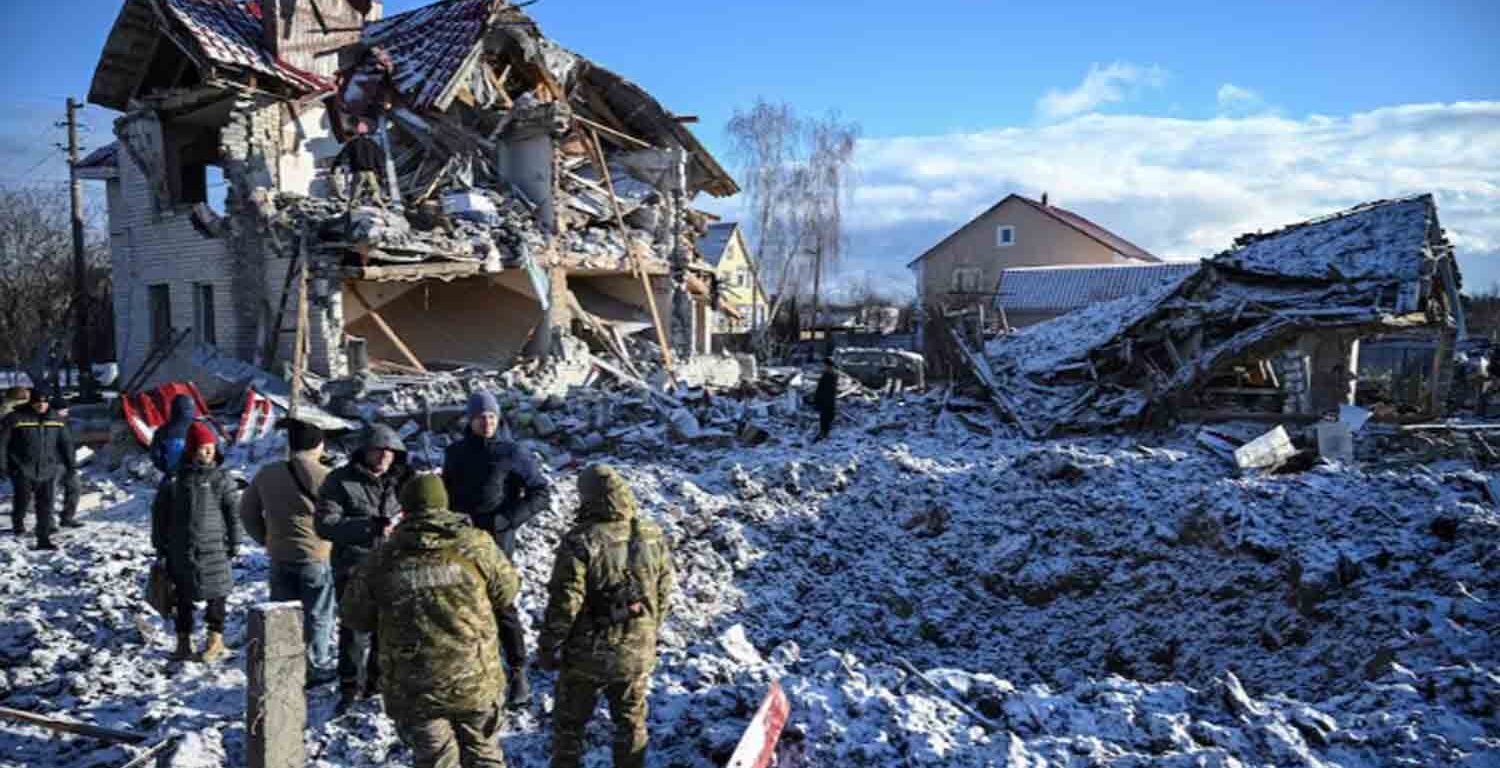 House destroyed by Russian missile strike, Chernihiv, Ukraine.