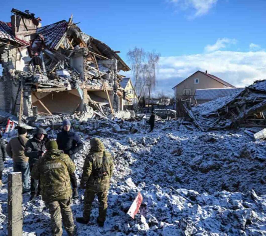 House destroyed by Russian missile strike, Chernihiv, Ukraine.