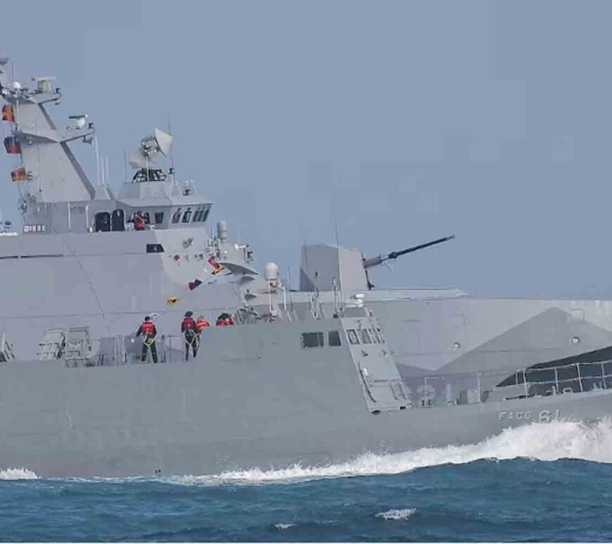 Navy personnel stand on board the Kuang Hua VI-class missile boat and Tuo Chiang-class corvette as the Taiwan military demonstrates combat readiness ahead of the upcoming Lunar New Year holidays as part of an annual exercise in Kaohsiung, Taiwan.