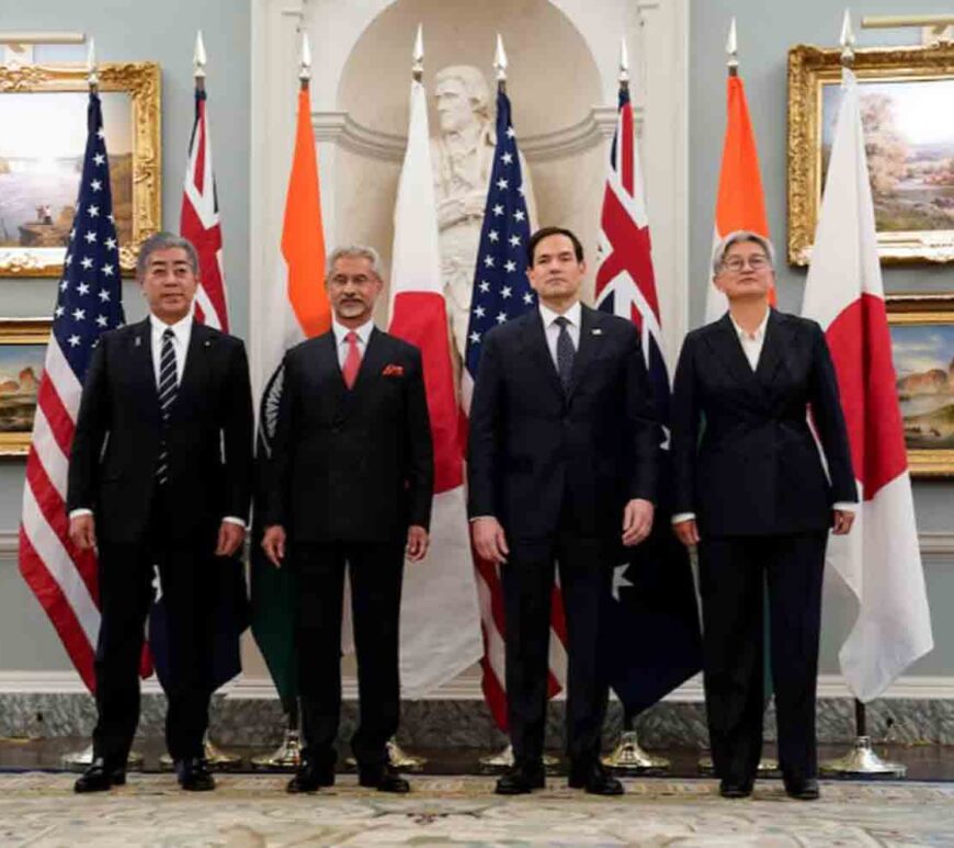 U.S. Secretary of State Marco Rubio meets with Indian External Affairs Minister Dr. Subrahmanyam Jaishankar, Australian Foreign Minister Penny Wong, and Japanese Foreign Minister Iwaya Takeshi at the State Department in Washington, U.S.