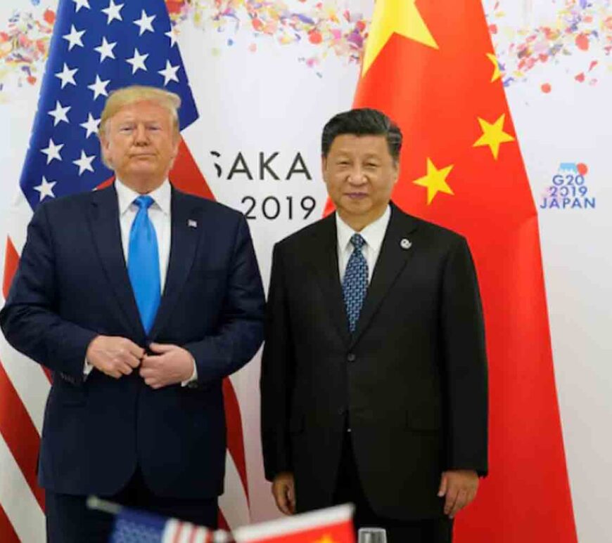 U.S. President Donald Trump poses for a photo with China's President Xi Jinping before their bilateral meeting during the G20 leaders summit in Osaka, Japan.