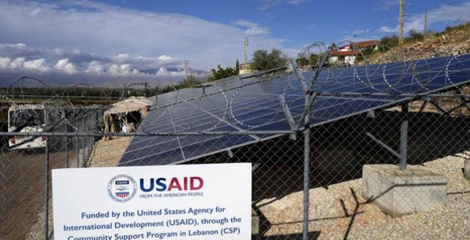 Solar panels system funded by United States Agency for International Development (USAID) are seen in the Lebanese-Syrian border town of Majdal Anjar, eastern Bekaa valley, Lebanon.