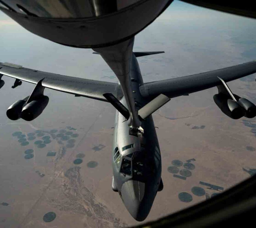 Aircraft air refueling during US Central Command (CENTCOM) Bomber Task Force Mission.