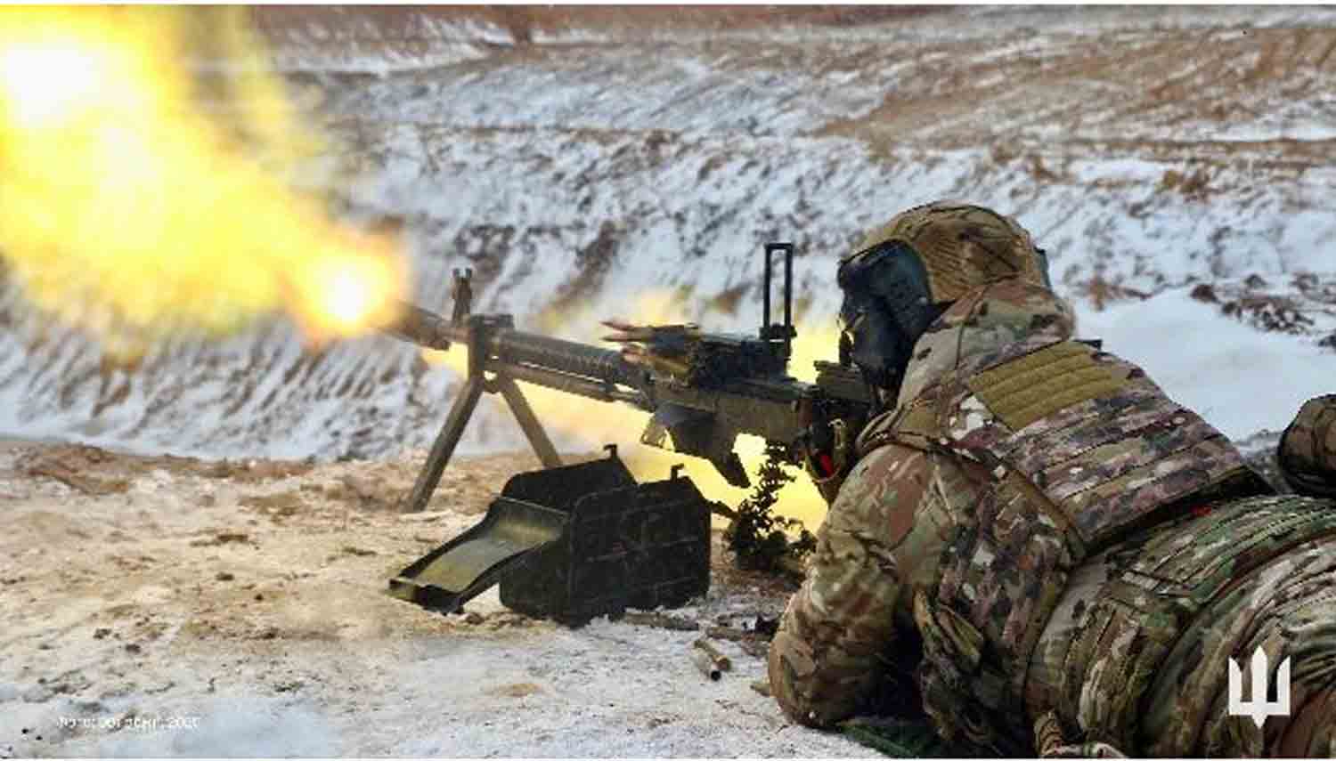 Ukrainians have adapted the DShKM-TK tank machine gun for portable use as a .50 caliber weapon