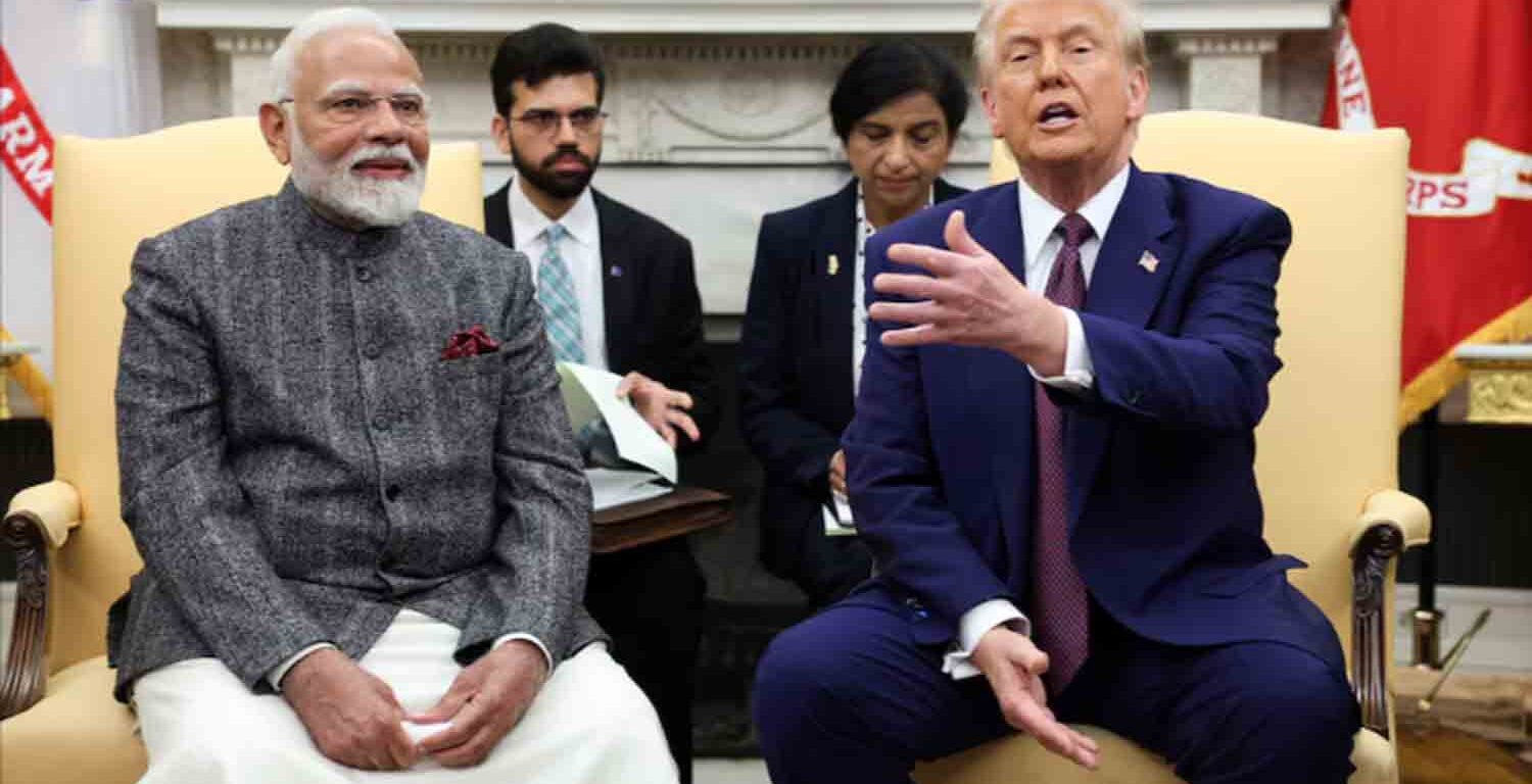 U.S. President Donald Trump meets with Indian Prime Minister Narendra Modi at the White House in Washington, D.C.