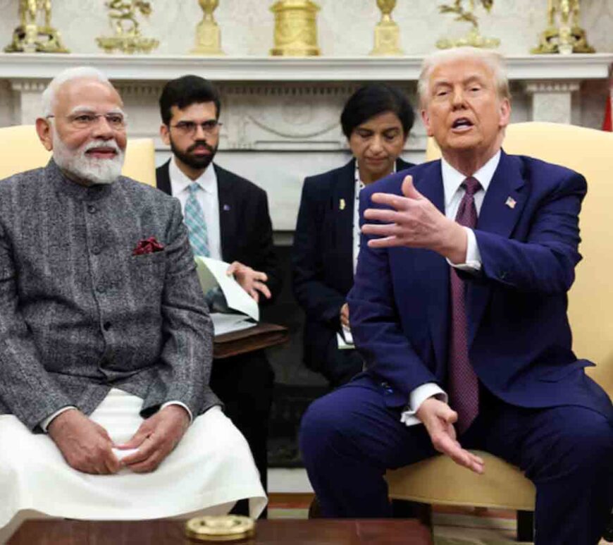 U.S. President Donald Trump meets with Indian Prime Minister Narendra Modi at the White House in Washington, D.C.