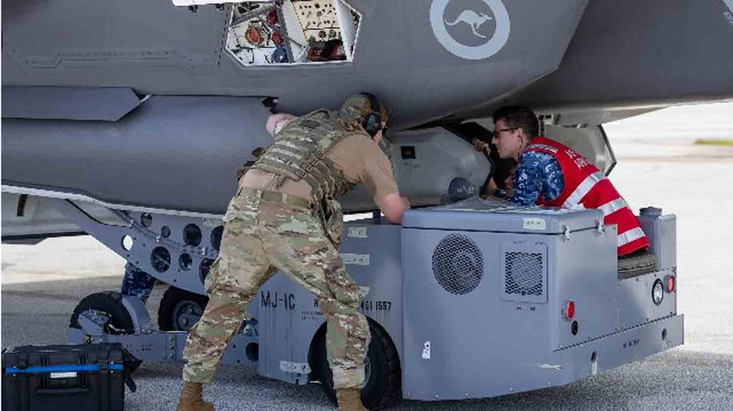 RAAF prepares F-35A jets with explosive ordnance during training exercises in Guam