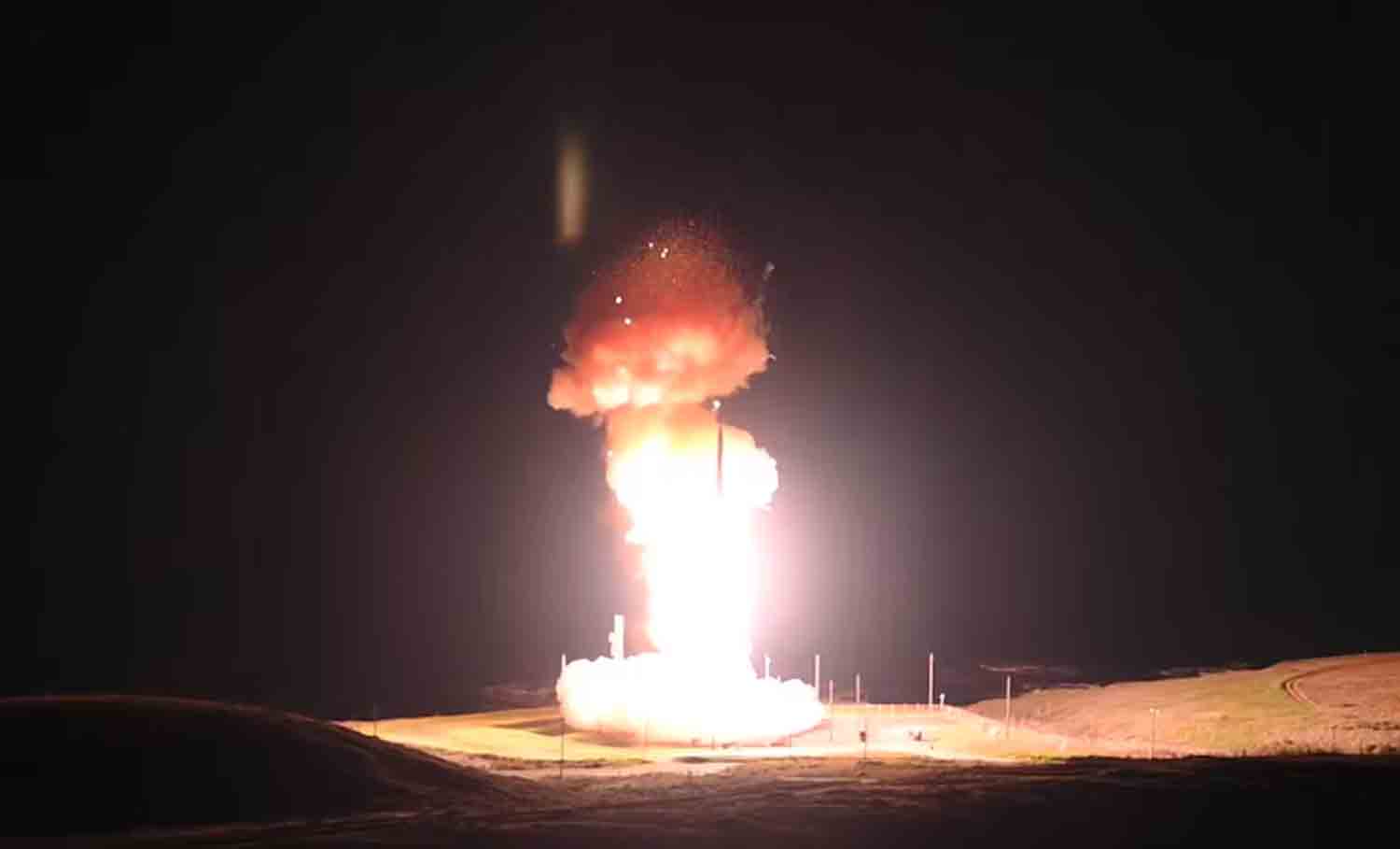 US Air Force conducts a pre-dawn test of an unarmed nuclear missile