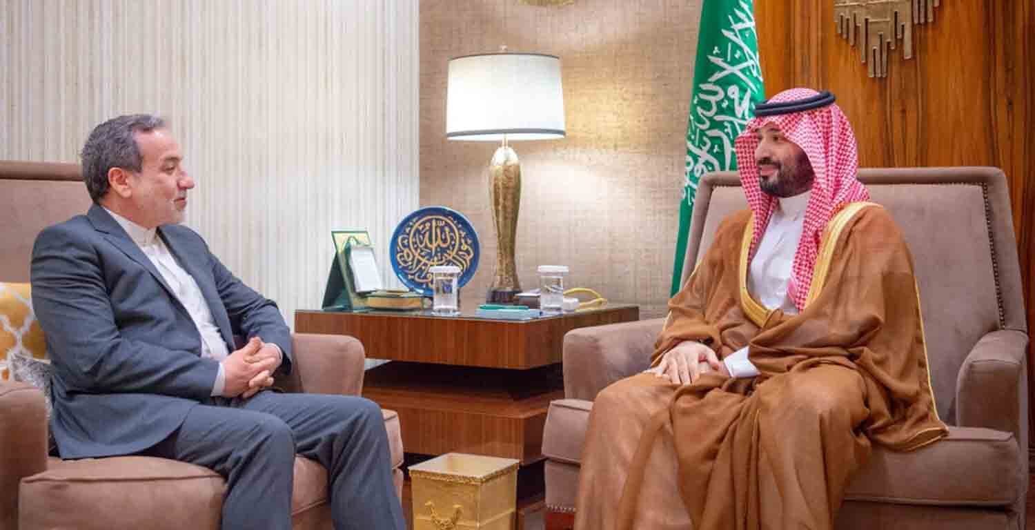 Saudi Crown Prince Mohammed bin Salman receives Iranian Foreign Minister Abbas Araqchi in Riyadh.