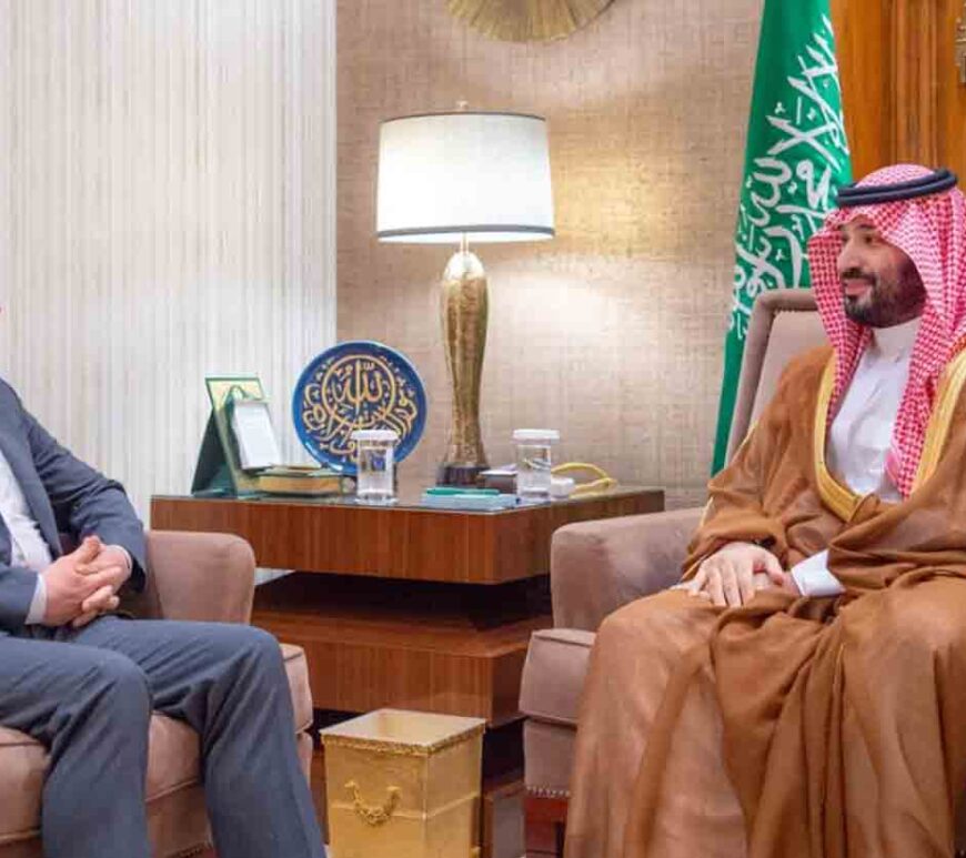 Saudi Crown Prince Mohammed bin Salman receives Iranian Foreign Minister Abbas Araqchi in Riyadh.