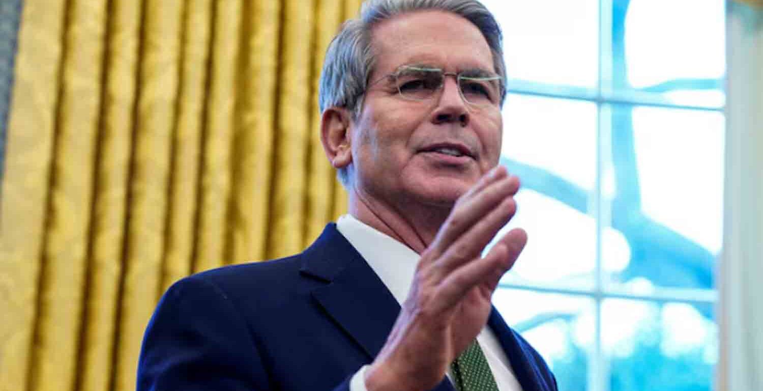 U.S. Secretary of the Treasury Scott Bessent speaks at the White House, in Washington.