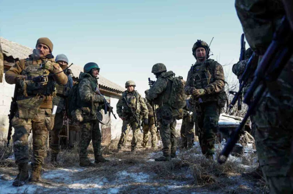 Ukrainian service members of the 68th Jaeger Brigade named after Oleksa Dovbush attend military exercises at a training ground, amid Russia's attack on Ukraine, in Dnipropetrovsk region, Ukraine.